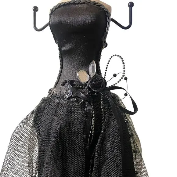 Black Formal Gown Mannequin Elegant Dress Jewelry Necklace Stand Display - Picture 8 of 15
